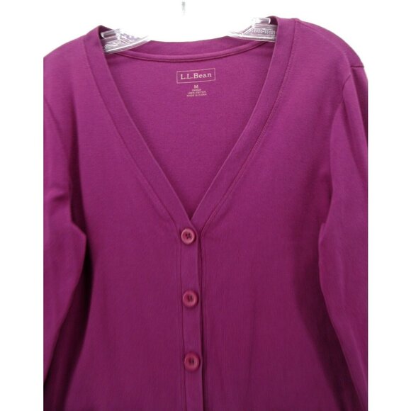 LL Bean Sweater Medium Cardigan Button Up Shirt Pockets Preppy - Picture 2 of 9